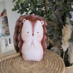 Shaped Pillow Beige Woodlands Leaf And Tree Hedgehog