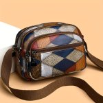 Versatile Shoulder Bag With Multiple Pockets Geometric Decorations Wide Shoulder Strap Crossbody Bag And Handbag Suitable For Da