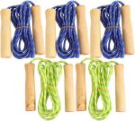 5PCS Wooden Handle Jump Ropes Set Portable Skipping Rope For Exercise