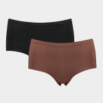 Women&apos S Black & Brown 2 Pack Seamless Brazilian Briefs