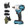 Cordless Rechargeable Impact Wrench With Battery Pack Charger & Gloves