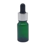 10ML Green Glass Aromatherapy Bottle With Pipette - Black & Silver Collar 18 60