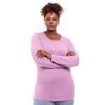 Donnay Plus Size Cotton Lycra Long Sleeve Layering Tees - Lilac