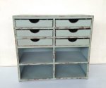 Metal Green Greyish Cabinet – 6 Drawers – 4 Open Shelves – 88X81X40CM
