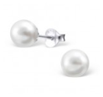 E14-C21883 Sterling Silver Pearl Ear Stud Earings 6MM X 6MM