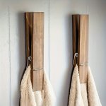 Extra-large Wooden Towel Rack With Hooks - Polished Finish Industrial Style For Bathroom & Laundry Room Decor