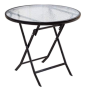 Round Folding Table Outdoor Patio Table With Tempered Glass Tabletop