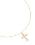 Goldair Gold Diamante Vintage Cross Pendant Necklace