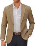 Pj Paul Jones Mens Casual Blazer Notch Lapel Suit Jacket 2-BUTTON Sport Coat Solid Stylish Blazer Jacket Brown