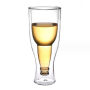 4 Beer Glasses Clear Double Wall Insulated Pub Mug Upside Down Design