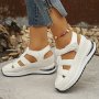 Summer Chic Women's Sandals - Casual Thick Sole Closed Toe With Hook-and-loop Fastener Strap Faux Cover Wedge Heels