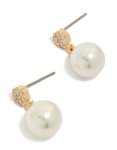 Goldair Gold Plated Small Round Cubic Zirconia & Pearl Drop Earrings