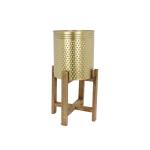 Planter Steel With Wooden Under Carriage. Color Gold 29X29X50CM