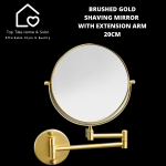 Brushed Gold Shaving Mirror With Extension Arm - 20CM