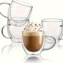 1PC 250ML Double Walled Glass Coffee Mugs With Handle High Borosilicate Glass Espresso Coffee Cups Summer Drinkware