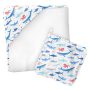 Shark Muslin Hooded Towel With Washcloth By