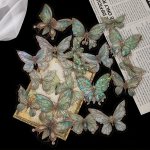 20PCS Crystal Laser Butterfly Waterproof Pet Stickers For Scrapbooking Diy Decorative Collage Journaling Craft