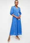 Edit Button Thru Anglaise Shirt Dress With Belt - Blue