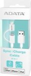 Adata Universal Lightning And Micro USB Cable White 1M