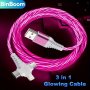 Binboom Glowing USB Type C Micro Lightning Cable: LED Charging Cord For Android And Iphone 3 In 1 Compatibility