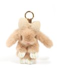 Kids Brown Small Bunny & Gingham Bow Key Chain