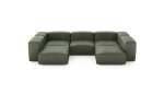 U-shape Sofa - Leather - Olive - 314CM X 220CM