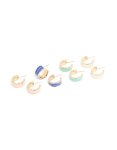 Goldair Gold Blue & Pink Enamel Wide Hoop Earrings 4-PACK