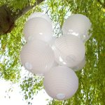 1PC Chinese White Paper Lantern Hanging Paper Lanterns White Round Paper Lanterns 30.48CM 40.64CM White Hanging Lanterns Wedding