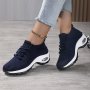 Women's Breathable Knit Chunky Sneakers Casual Lace Up Outdoor Shoes Comfortable Low Top Sport Shoes