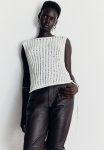 Ladder-stitch-look Knitted Vest Top - Cream