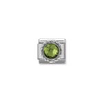 Composable Classic Link Round Faceted Green Stone And Silver
