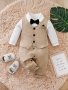 Infant's Bowtie Decor Gentleman Cotton Bodysuit Comfy Long Sleeve Onesie Baby Boy's Clothing As Gift