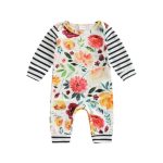 Floral Striped Longsleeve Jumpsuit Orange 9-12M