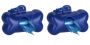 2 X Dog Poop Poo Plastic Bags Set For Pet Walking - Blue- Bone Shape Holder