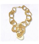 Interlocked Battered Chain Necklace - Gold Free