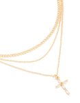 Goldair Gold Cubic Zirconia Cross & Chain Layered Necklace