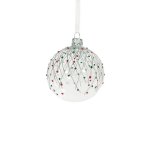 Bauble Clear With Glitter Stripes