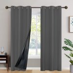 2 Panels Blackout Curtains Heat Insulation Curtain Panels With Coated Insulation Lining Suitable For Living Room Bedroom Kitchen