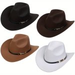 Vintage Style Classic Beach Party Cowboy Cowgirl Hat Retro Boho Style Simple Belt Decor Top Hat For Photo Prop Halloween Cosplay