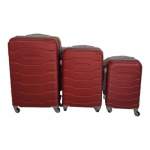 Smte 3 Piece Abs Trolley Luggage Set V1-F18 Red With Keychain