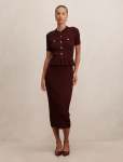 Tahlina Stitch Interest Midi Dress - 18 Vintage Merlot