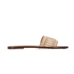 Raffia Slip-on Sandals -nude