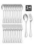 2/8/12/24PCS Stainless Steel Dessert Forks And Spoons Set Suitable For Home Kitchen Restaurant Wedding Party Kitchen Christmas Gift Back To School