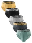 5PCS Men's Classic Solid Color Mid Stretch Letter Print Low Waist Breathable Briefs Comfy Casual Soft & Elastic Thongs Men's Und