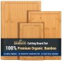 Hiware 3-PIECE Bamboo Cutting Boards For Kitchen Heavy Duty Bamboo Cutting Board With Juice Groove Wood Cutting Board Set For Meat Vegetables