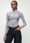 Superbalist High Neck Cf Seam Mesh Top - Grey Printed