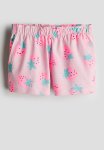 Patterned Paper Bag Shorts - Light Pink Strawberries