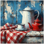 Tear Resistant Deco Print Blue Kitchen