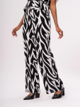 Monochrome Abstract Print Wide Leg Trousers Set - 42 Assorted