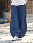 Plus Size Solid Lantern Pants Casual Elastic Waist Pants For Spring & Summer Women's Plus Size Clothing